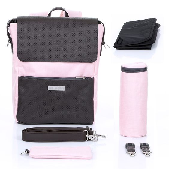 ABC Design Wickel-Rucksack City mit Deckelfach - inkl. Wickelauflage und Zubehör - Rose