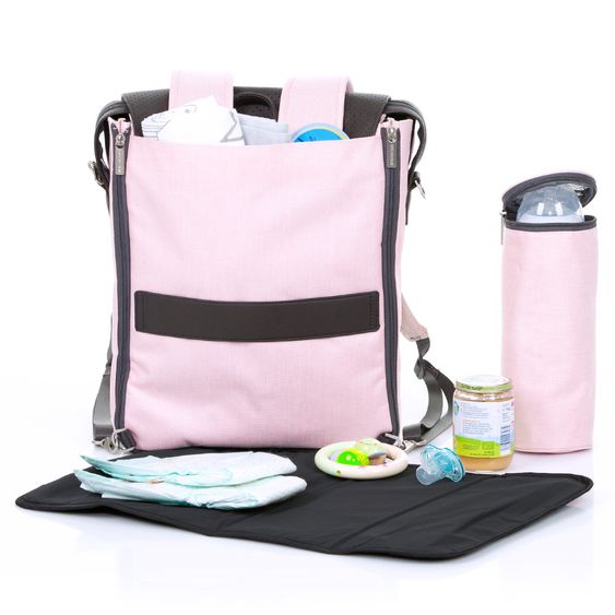 ABC Design Wickel-Rucksack City mit Deckelfach - inkl. Wickelauflage und Zubehör - Rose
