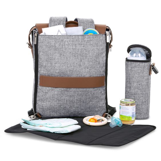 ABC Design Wickelrucksack City mit großem Deckelfach - inkl. Wickelunterlage & Zubehör - Graphite Grey