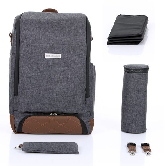 ABC Design Wickel-Rucksack Tour mit großem Frontfach - inkl. Wickelauflage und Zubehör - Diamond Special Edition - Asphalt