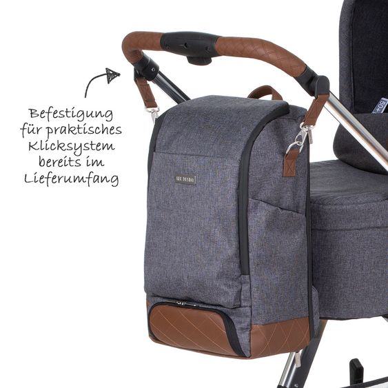 ABC Design Wickel-Rucksack Tour mit großem Frontfach - inkl. Wickelauflage und Zubehör - Diamond Special Edition - Asphalt