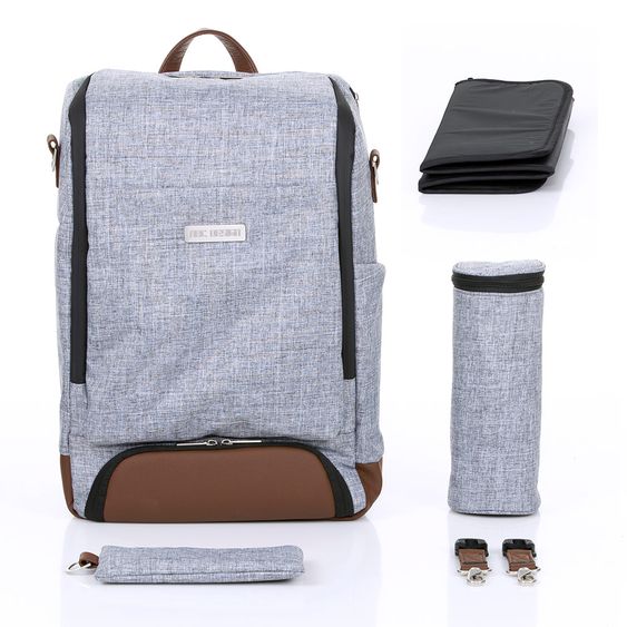 ABC Design Wickel-Rucksack Tour mit großem Frontfach - inkl. Wickelauflage und Zubehör - Graphite Grey