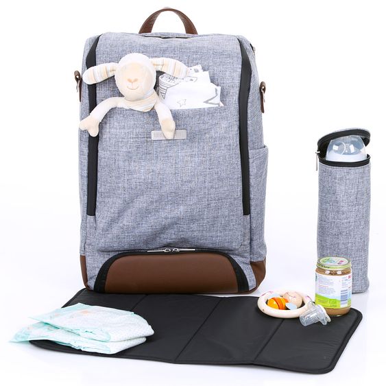 ABC Design Wickel-Rucksack Tour mit großem Frontfach - inkl. Wickelauflage und Zubehör - Graphite Grey