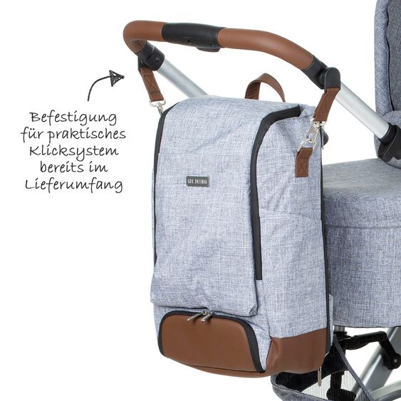 ABC Design Wickel-Rucksack Tour mit großem Frontfach - inkl. Wickelauflage und Zubehör - Graphite Grey