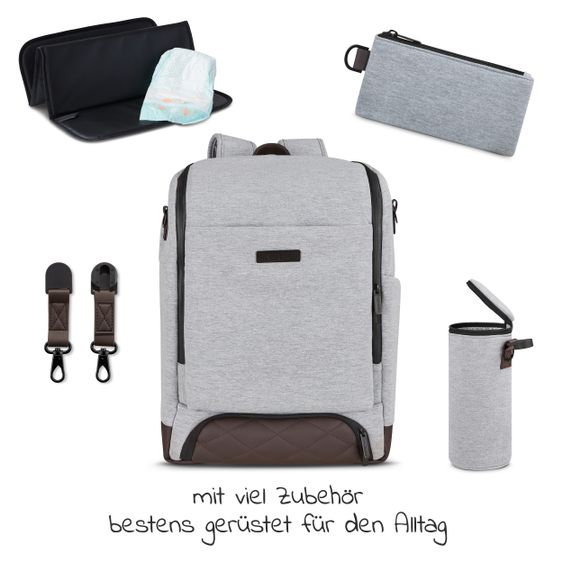 ABC Design Wickelrucksack Tour mit großem Frontfach - inkl. Wickelunterlage & Zubehör - Fashion Edition - Mineral