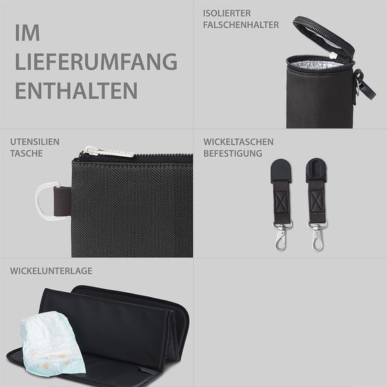 ABC Design Wickel-Rucksack Tour mit großem Frontfach - inkl. Wickelunterlage & Zubehör - Gravel
