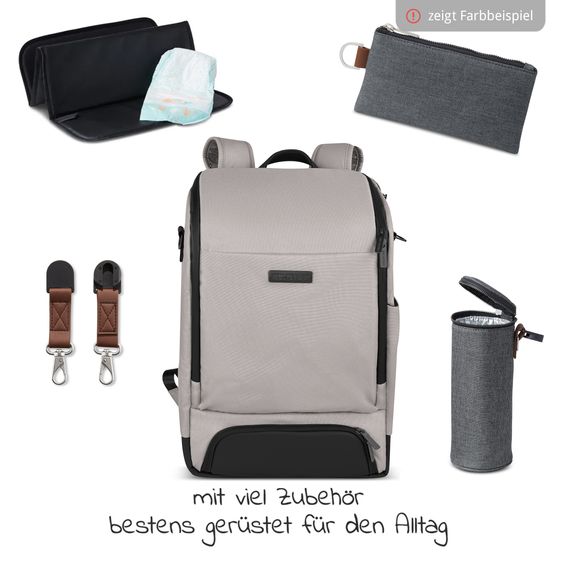 ABC Design Wickelrucksack Tour mit großem Frontfach - inkl. Wickelunterlage & Zubehör - Powder