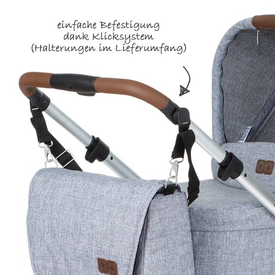 ABC Design Wickeltasche Fashion - inkl. Wickelauflage und Zubehör - Graphite Grey
