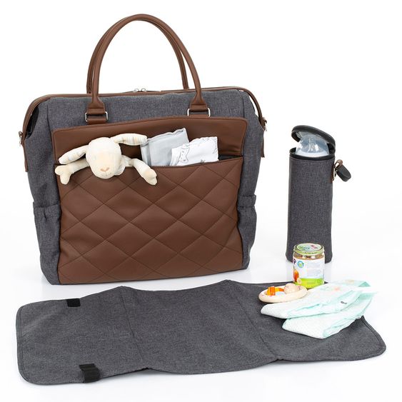 ABC Design Wickeltasche Jetset - Diamond Special Edition - inkl. Wickelauflage, Flaschenwärmer und Utensilientasche - Asphalt