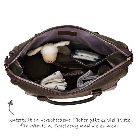 ABC Design Wickeltasche Jetset - inkl. Wickelauflage, Flaschenwärmer und Utensilientasche - Leaf