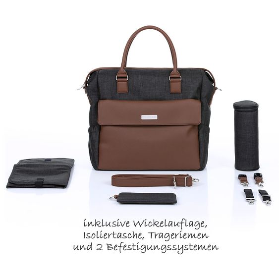 ABC Design Wickeltasche Jetset - inkl. Wickelauflage, Flaschenwärmer und Utensilientasche - Piano
