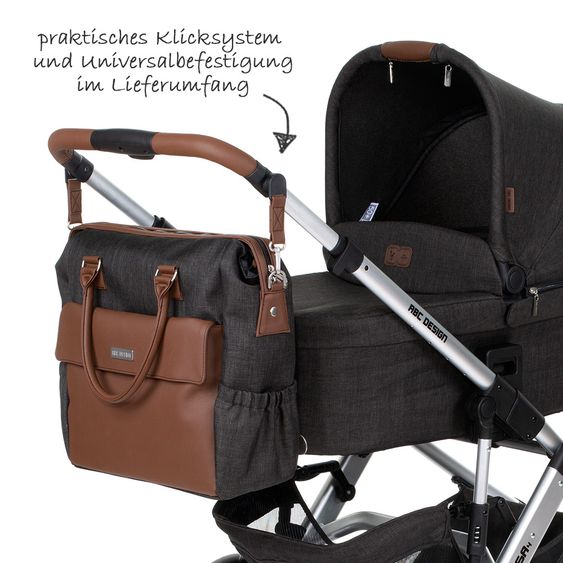 ABC Design Wickeltasche Jetset - inkl. Wickelauflage, Flaschenwärmer und Utensilientasche - Piano