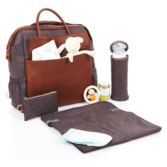 ABC Design Wickeltasche Jetset - inkl. Wickelauflage, Flaschenwärmer und Utensilientasche - Walnut
