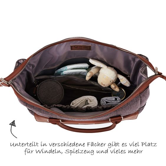 ABC Design Wickeltasche Jetset - inkl. Wickelauflage, Flaschenwärmer und Utensilientasche - Walnut