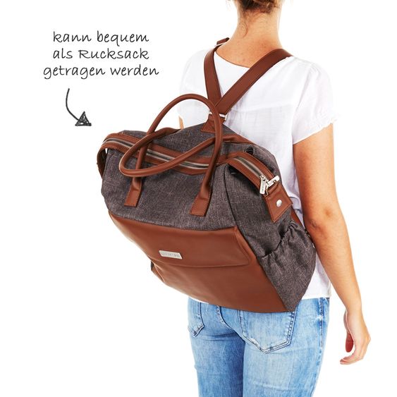ABC Design Wickeltasche Jetset - inkl. Wickelauflage, Flaschenwärmer und Utensilientasche - Walnut