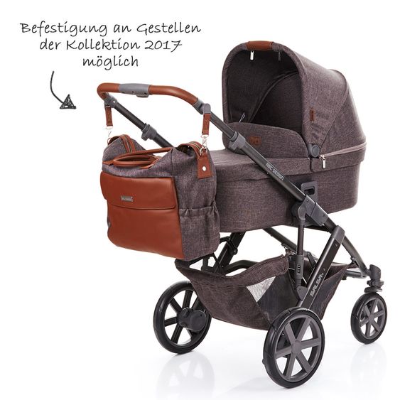 ABC Design Wickeltasche Jetset - inkl. Wickelauflage, Flaschenwärmer und Utensilientasche - Walnut