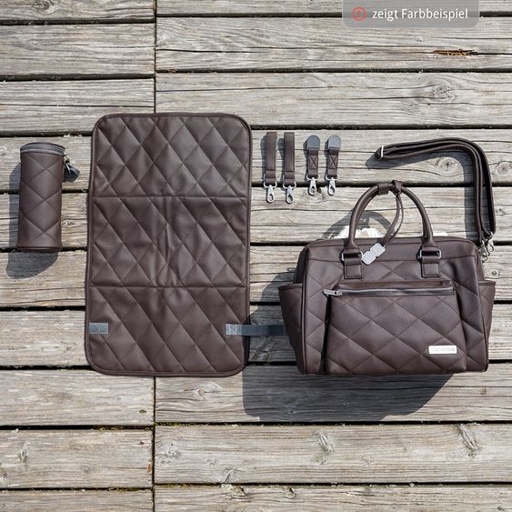 ABC Design Wickeltasche Style - inkl. Wickelauflage, Flaschenwärmer und Utensilientasche - Brown