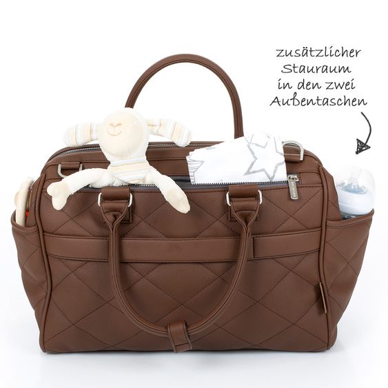 ABC Design Wickeltasche Style - inkl. Wickelauflage, Flaschenwärmer und Utensilientasche - Brown