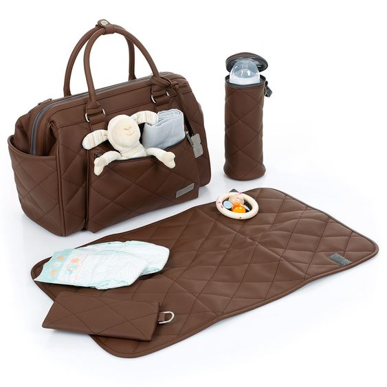 ABC Design Wickeltasche Style - inkl. Wickelauflage, Flaschenwärmer und Utensilientasche - Brown