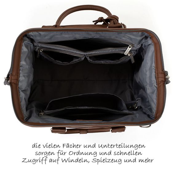 ABC Design Wickeltasche Style - inkl. Wickelauflage, Flaschenwärmer und Utensilientasche - Brown