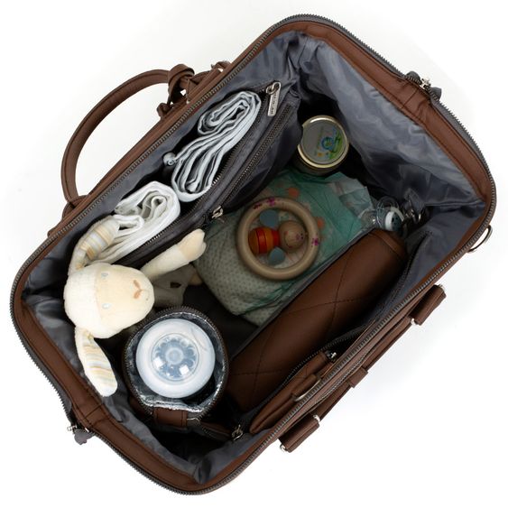 ABC Design Wickeltasche Style - inkl. Wickelauflage, Flaschenwärmer und Utensilientasche - Brown