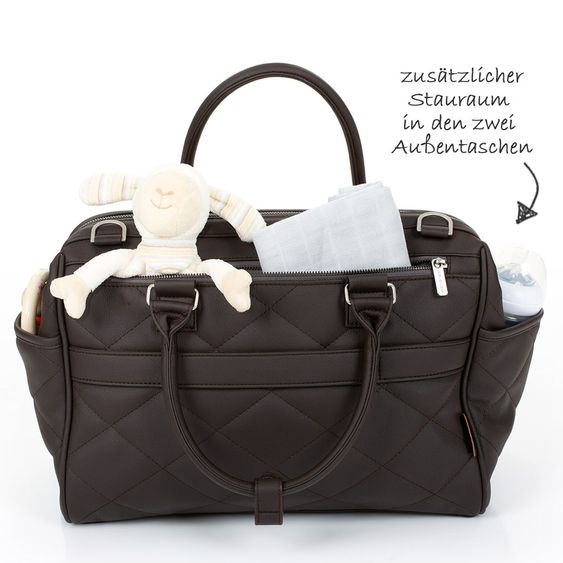 ABC Design Wickeltasche Style - inkl. Wickelauflage, Flaschenwärmer und Utensilientasche - Dark Brown