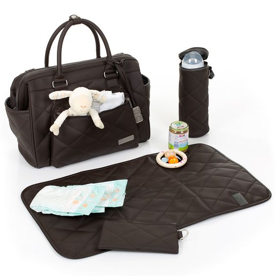 ABC Design Wickeltasche Style - inkl. Wickelauflage, Flaschenwärmer und Utensilientasche - Dark Brown