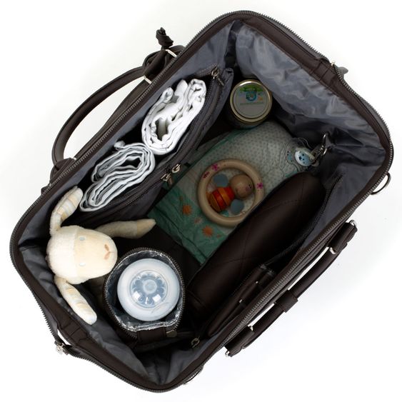 ABC Design Wickeltasche Style - inkl. Wickelauflage, Flaschenwärmer und Utensilientasche - Dark Brown