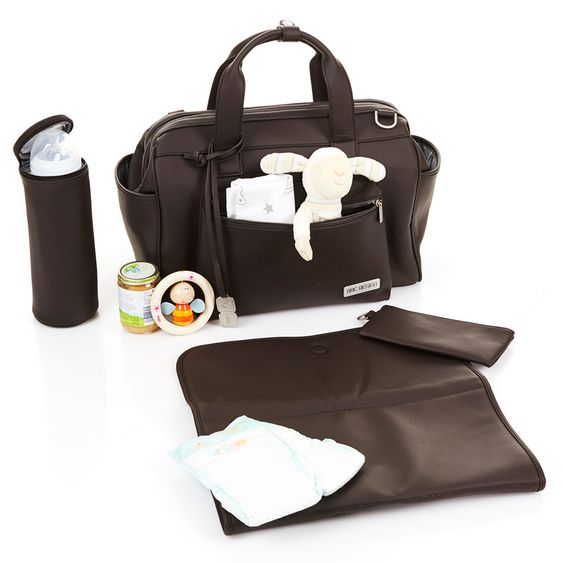ABC Design Wickeltasche Style - inkl. Wickelauflage, Flaschenwärmer und Utensilientasche - Dark Brown