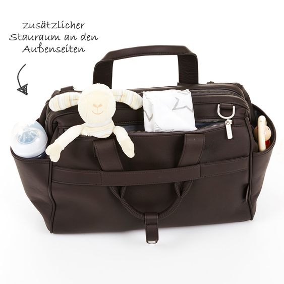 ABC Design Wickeltasche Style - inkl. Wickelauflage, Flaschenwärmer und Utensilientasche - Dark Brown