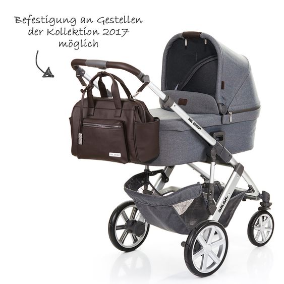 ABC Design Wickeltasche Style - inkl. Wickelauflage, Flaschenwärmer und Utensilientasche - Dark Brown