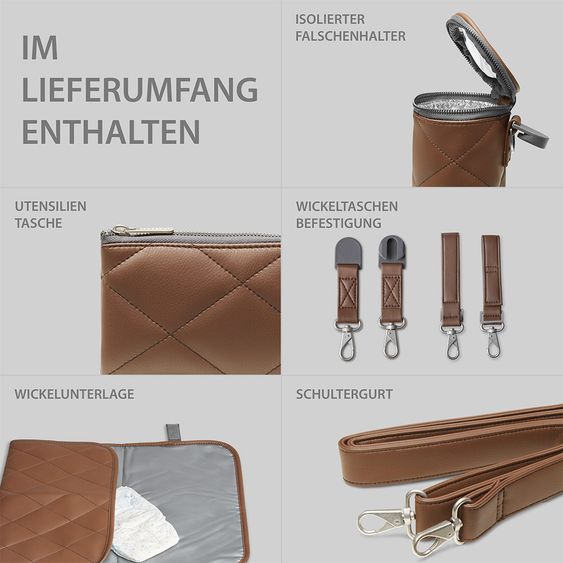 ABC Design Wickeltasche Style - inkl. Wickelunterlage & viel Zubehör - Brown