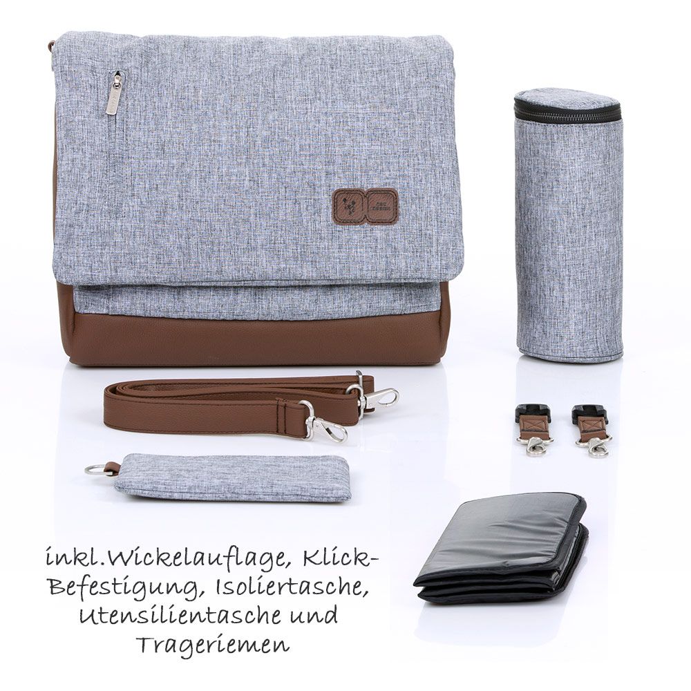 ABC Design Wickeltasche Urban - inkl. Wickelauflage und Zubehör - Graphite Grey