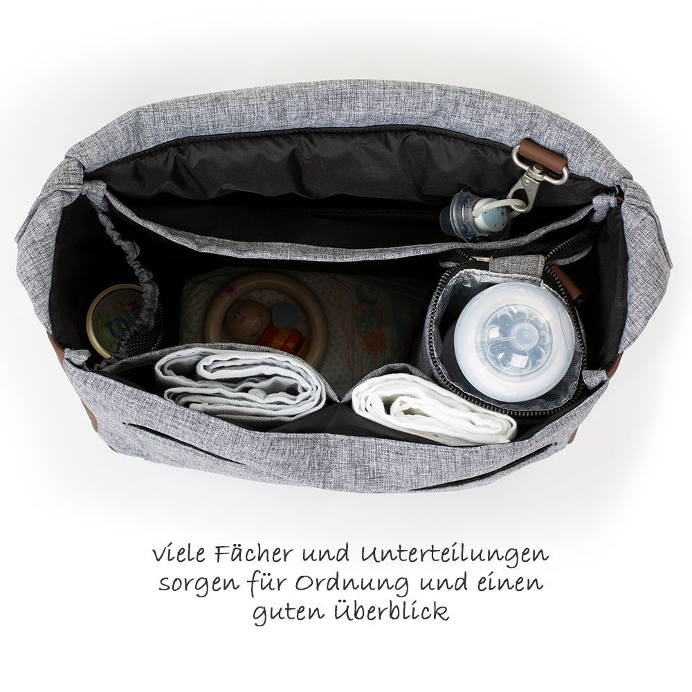 ABC Design Wickeltasche Urban - inkl. Wickelauflage und Zubehör - Graphite Grey