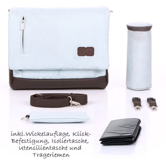 ABC Design Wickeltasche Urban - inkl. Wickelauflage und Zubehör - Ice