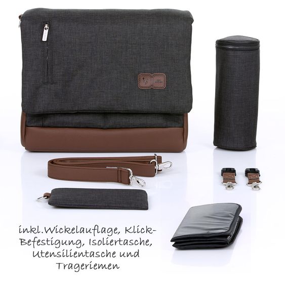 ABC Design Wickeltasche Urban - inkl. Wickelauflage und Zubehör - Piano