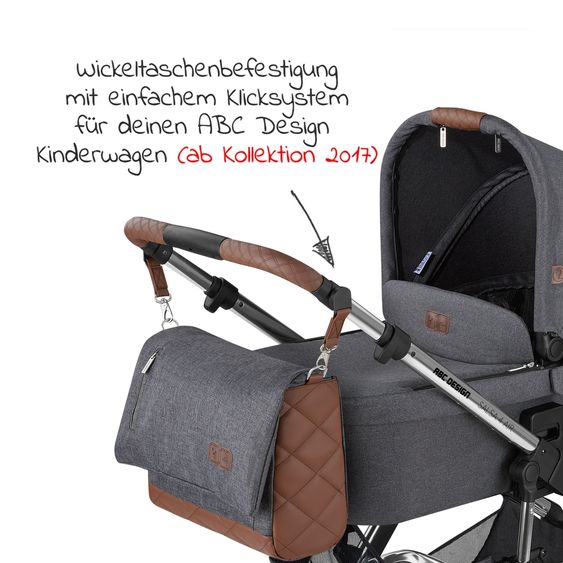 ABC Design Wickeltasche Urban - inkl. Wickelunterlage & viel Zubehör - Diamond Edition - Asphalt