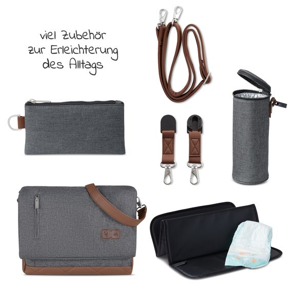 ABC Design Wickeltasche Urban - inkl. Wickelunterlage & viel Zubehör - Diamond Edition - Asphalt