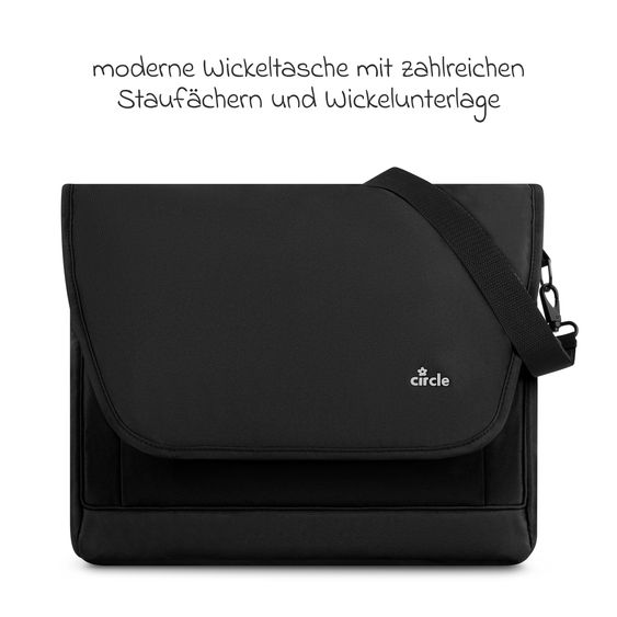 ABC Design Set di accessori per passeggino con borsa fasciatoio Easy, coprigambe invernale, parapioggia e zanzariera - Nero