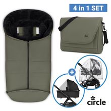 Set di accessori per passeggino con borsa fasciatoio Easy, coprigambe invernale, parapioggia e zanzariera - - Wheat