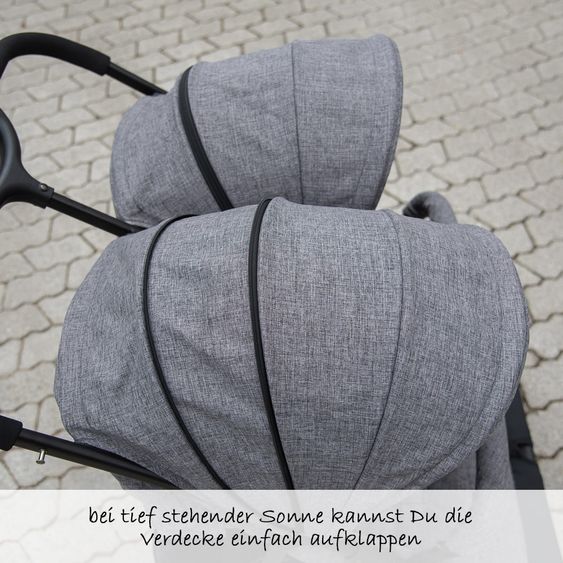 ABC Design Twin Buggy Twin - Circle Line with recline function (incl. raincover) - Woven Graphite