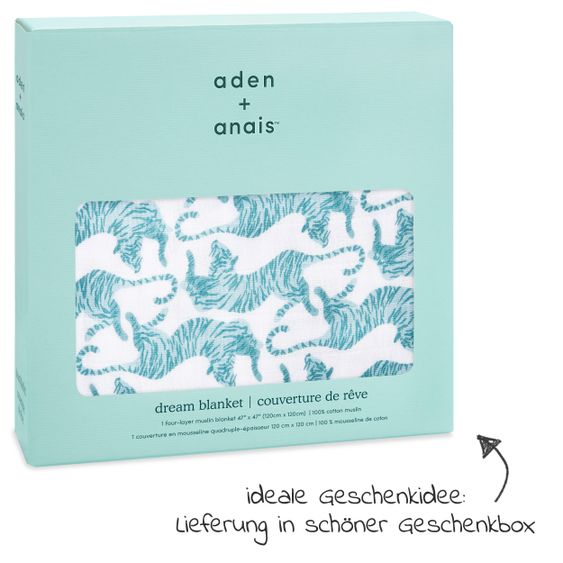 aden + anais Kuscheldecke Mull 4-lagig 120 x 120 cm - Dancing Tigers