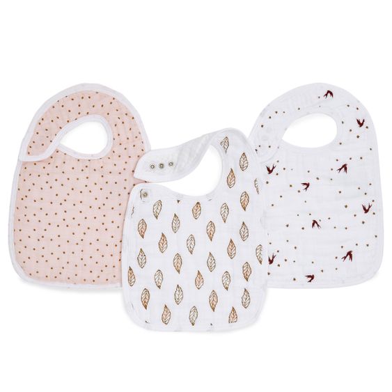aden + anais Bib with snaps - 3 pack of cotton muslin - Dahlias