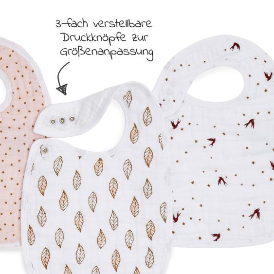 aden + anais Bib with snaps - 3 pack of cotton muslin - Dahlias