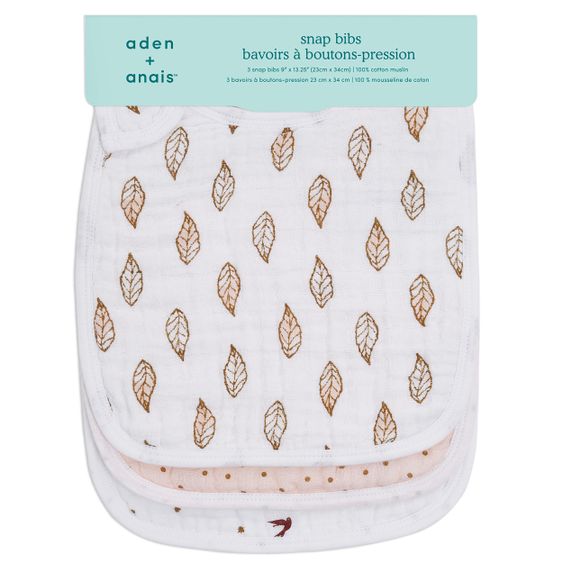 aden + anais Bib with snaps - 3 pack of cotton muslin - Dahlias