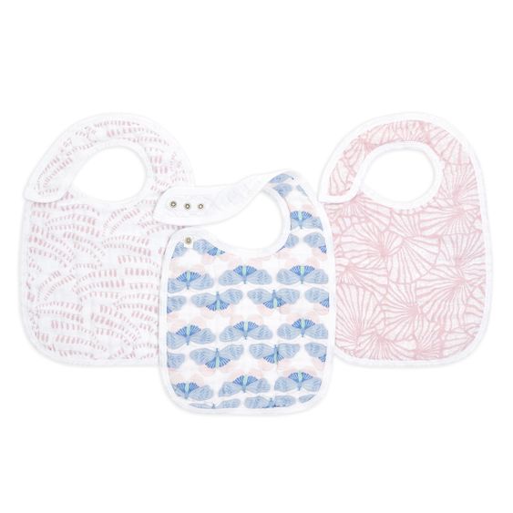 aden + anais Lätzchen mit Druckknöpfen - 3er Pack aus Baumwoll-Musselin - Deco Collection