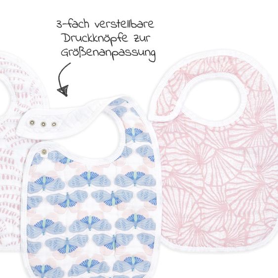 aden + anais Lätzchen mit Druckknöpfen - 3er Pack aus Baumwoll-Musselin - Deco Collection