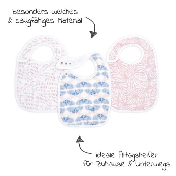aden + anais Lätzchen mit Druckknöpfen - 3er Pack aus Baumwoll-Musselin - Deco Collection