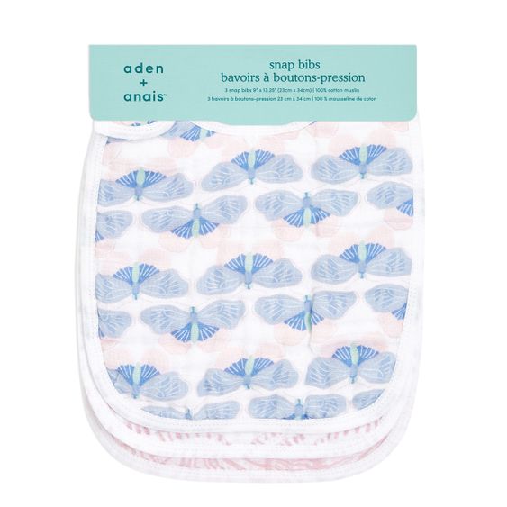 aden + anais Lätzchen mit Druckknöpfen - 3er Pack aus Baumwoll-Musselin - Deco Collection