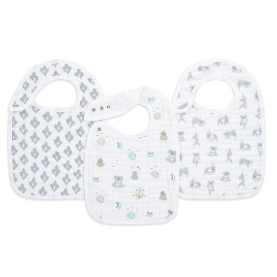 aden + anais Lätzchen mit Druckknöpfen - 3er Pack aus Baumwoll-Musselin - Now + Zen